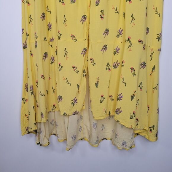 NO BOUNDARIES Yellow Floral Maxi Skirt Size XXL Beachy Flowy Smocked Hi-Lo - Picture 7 of 10